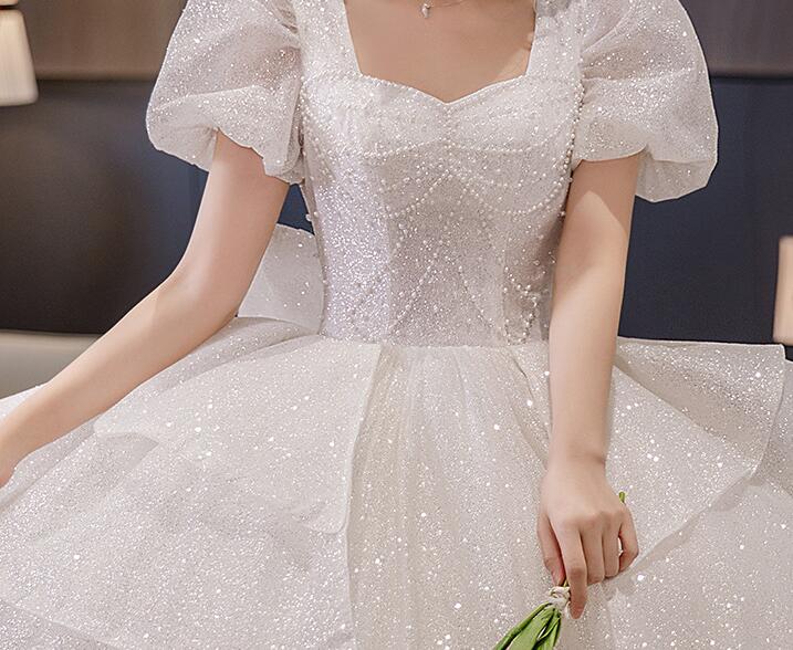 Wedding dress evening dress  bride long sleeves big tail princess wind small cover arm wedding dress women spring