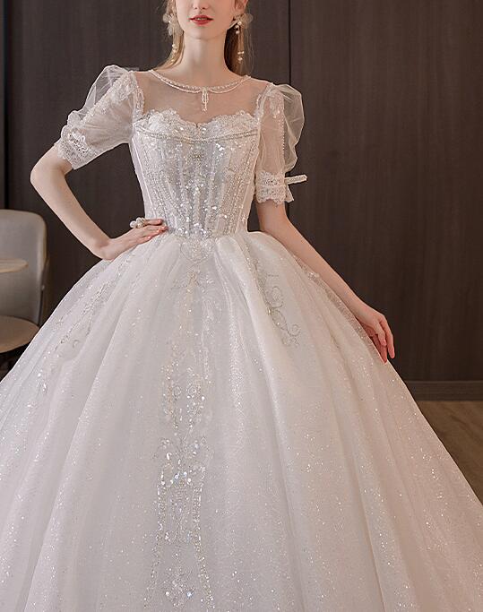 Wedding dress evening dress  bride main yarn retro heavy industry light gauze dress wedding women drag tail slimming