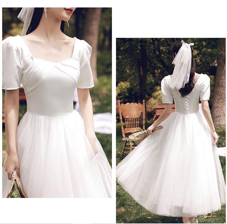 French Light wedding Dress 2022 new satin license registration daily simple simple little dress out