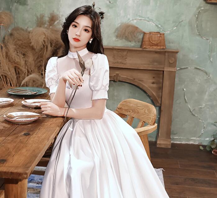 White evening dress 2022 New elegant temperament French socialite engagement party dignified female annual dress spring and summer