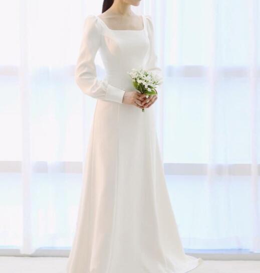 wedding dress evening dress for dinner French satin dress wedding dress 2022 new spring sen department light wedding dress out gauze photo dress women