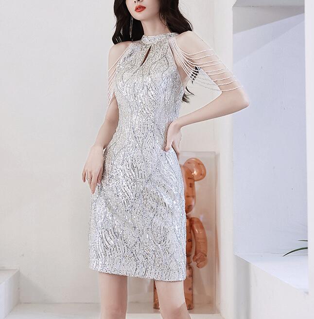 Small evening dress short 2021 new summer banquet temperament yuan yuan dress French fairy dress slimming