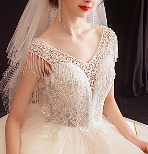 Wedding Dress 2022 Spring new French light super fairy cover arm sen quality dream wedding dress