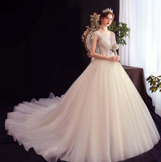 Wedding Dress 2022 Spring new French light super fairy cover arm sen quality dream wedding dress