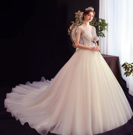 Wedding Dress 2022 Spring new French light super fairy cover arm sen quality dream wedding dress