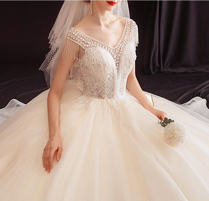 Wedding Dress 2022 Spring new French light super fairy cover arm sen quality dream wedding dress