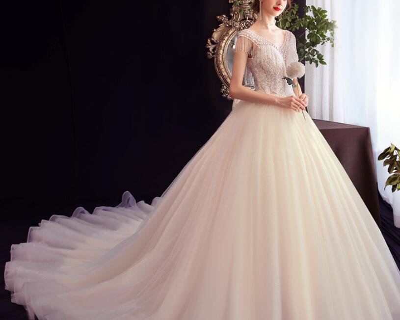 Wedding Dress 2022 Spring new French light super fairy cover arm sen quality dream wedding dress