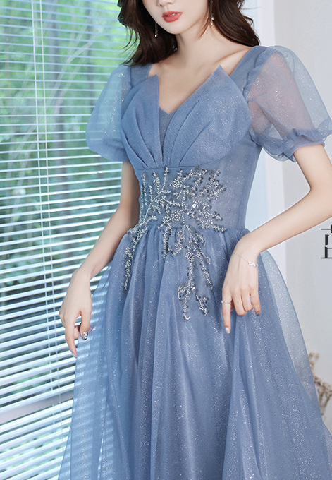 Blue fairy dress evening dress female elegant temperament  long dress annual meeting atmosphere dress