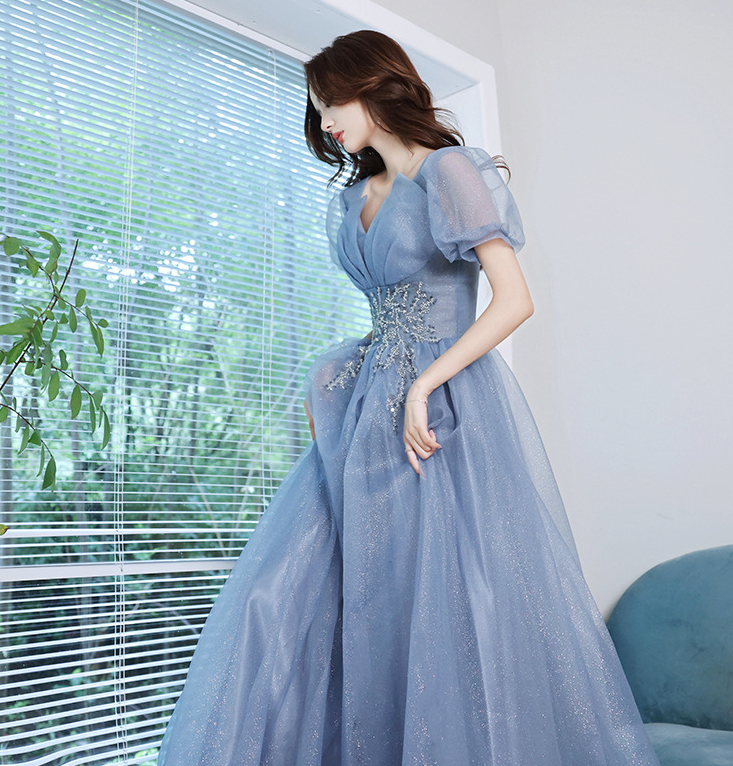 Blue fairy dress evening dress female elegant temperament  long dress annual meeting atmosphere dress