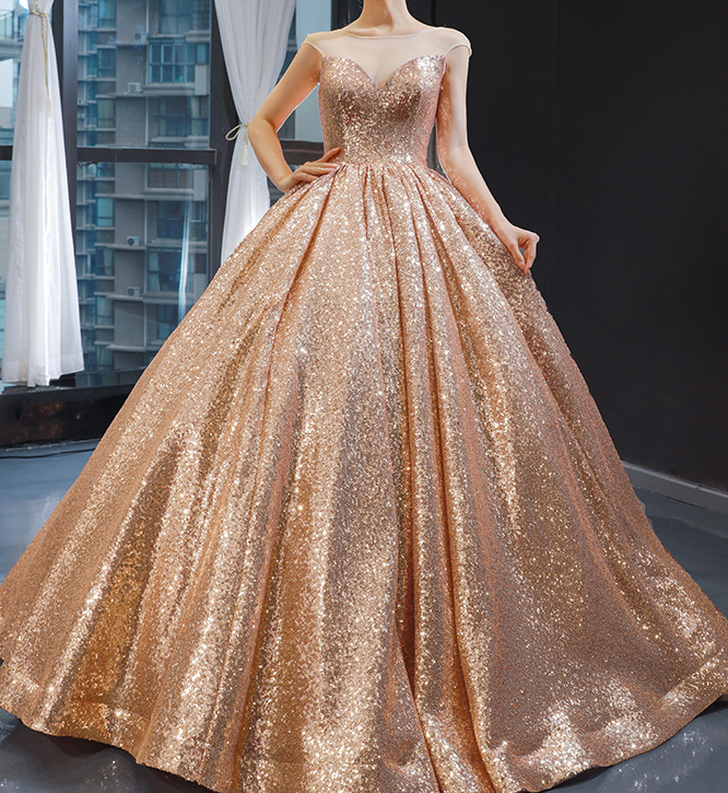 Let it Go princess dress Wedding dress Women 2022 Color sequins Ball performance dress Shining palace style pompous skirt