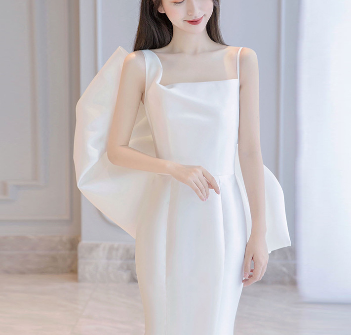 wedding dress evening dress for dinner light wedding dress 2022 new super fairy dream bride welcome out of the silk temperament fishtail satin dress