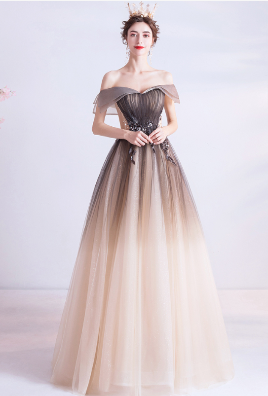 Gradual black dinner dress Annual performance host arts test recital solo performance runway wedding dress evening dress