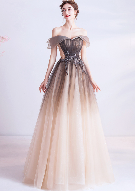 Gradual black dinner dress Annual performance host arts test recital solo performance runway wedding dress evening dress