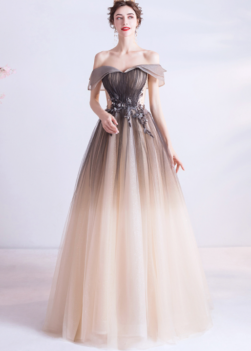 Gradual black dinner dress Annual performance host arts test recital solo performance runway wedding dress evening dress