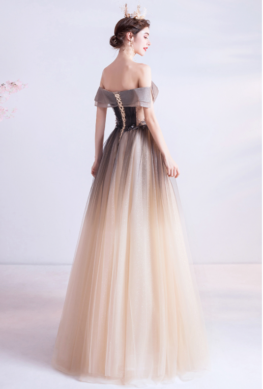 Gradual black dinner dress Annual performance host arts test recital solo performance runway wedding dress evening dress