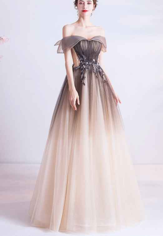 Gradual black dinner dress Annual performance host arts test recital solo performance runway wedding dress evening dress