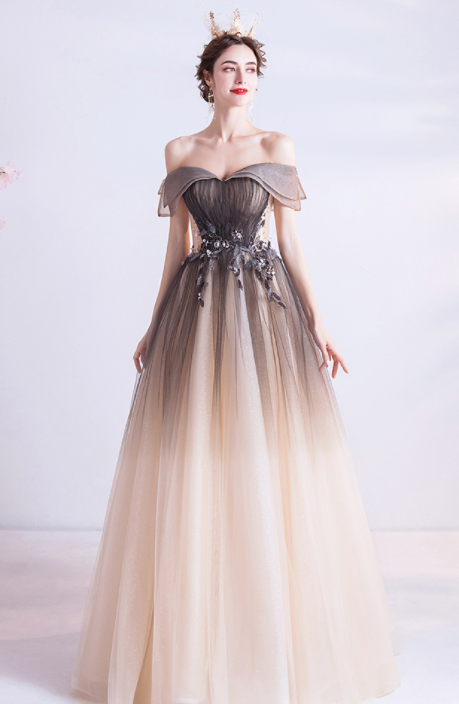 Gradual black dinner dress Annual performance host arts test recital solo performance runway wedding dress evening dress