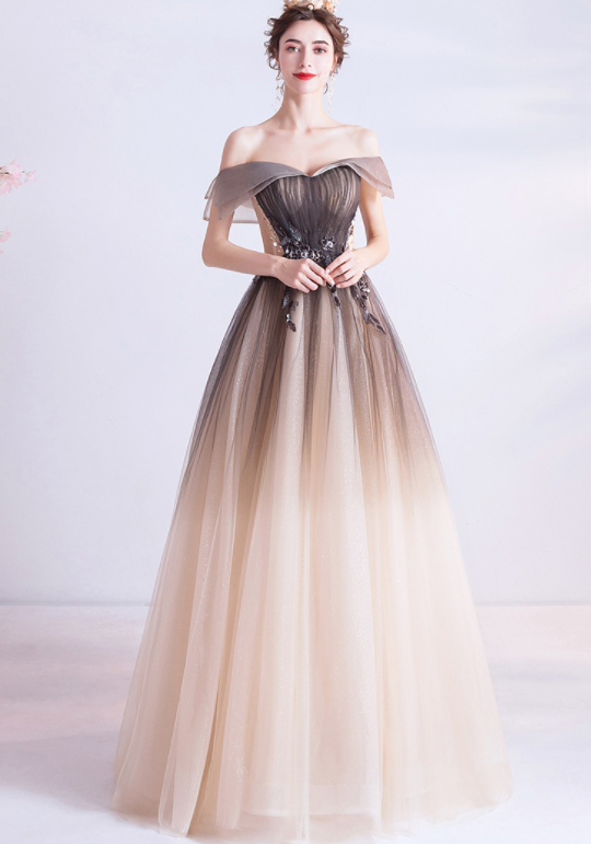 Gradual black dinner dress Annual performance host arts test recital solo performance runway wedding dress evening dress