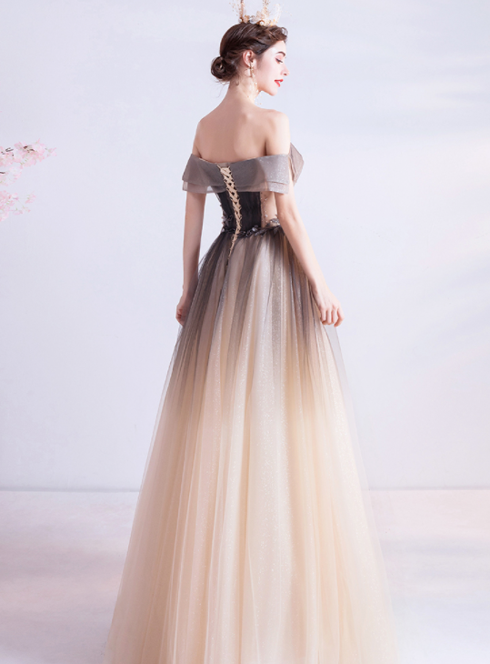 Gradual black dinner dress Annual performance host arts test recital solo performance runway wedding dress evening dress