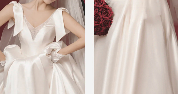 One shoulder French satin wedding dress 2022 new temperament, small, light main brigade shoot show slim wedding dress super fairy