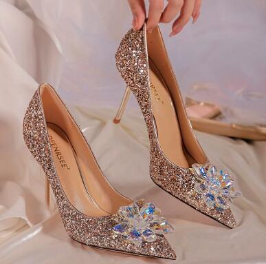 French style wedding shoes autumn 2022 new main wedding shoes bridal shoes bridesmaid crystal stiletto heels female wholesale