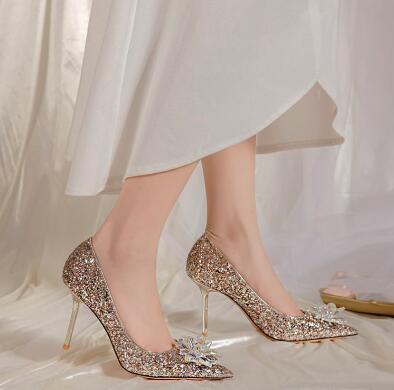 French style wedding shoes autumn 2022 new main wedding shoes bridal shoes bridesmaid crystal stiletto heels female wholesale