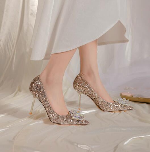 French style wedding shoes autumn 2022 new main wedding shoes bridal shoes bridesmaid crystal stiletto heels female wholesale