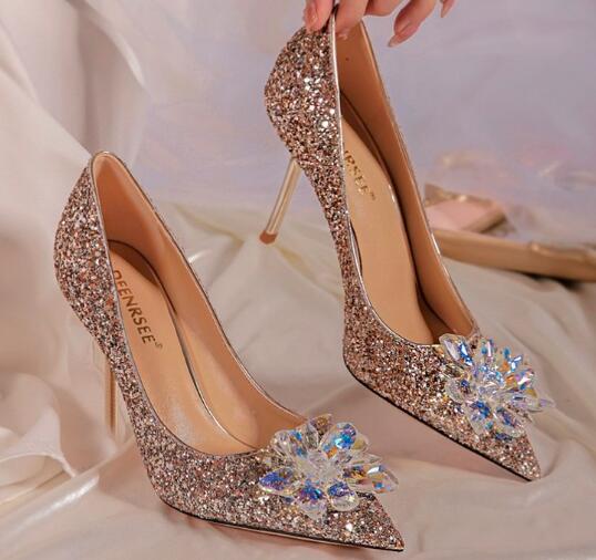 French style wedding shoes autumn 2022 new main wedding shoes bridal shoes bridesmaid crystal stiletto heels female wholesale