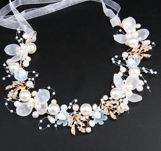 flower bridal headdress handmade crystal bridal ornaments wedding accessories pearl balls