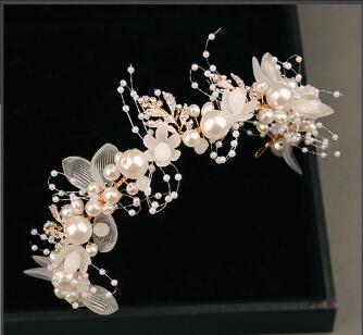 flower bridal headdress handmade crystal bridal ornaments wedding accessories pearl balls