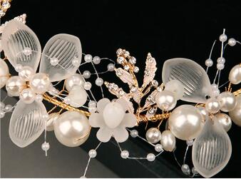 flower bridal headdress handmade crystal bridal ornaments wedding accessories pearl balls