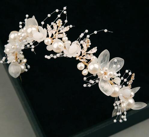 flower bridal headdress handmade crystal bridal ornaments wedding accessories pearl balls