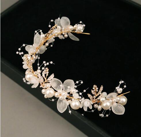 flower bridal headdress handmade crystal bridal ornaments wedding accessories pearl balls