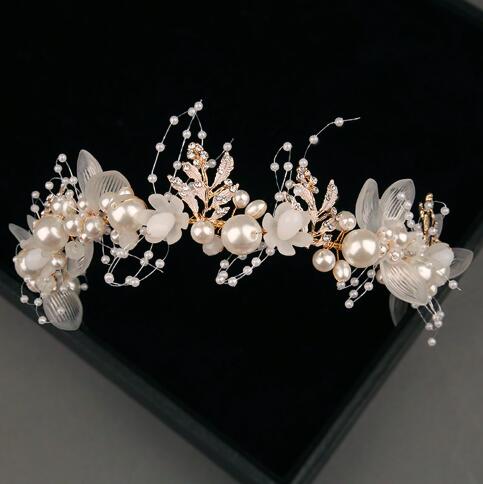 flower bridal headdress handmade crystal bridal ornaments wedding accessories pearl balls