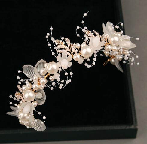 flower bridal headdress handmade crystal bridal ornaments wedding accessories pearl balls