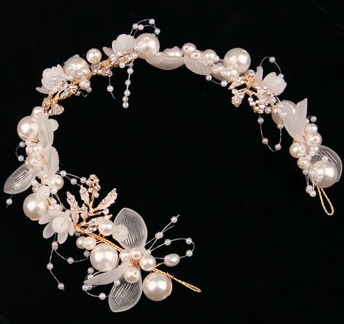 flower bridal headdress handmade crystal bridal ornaments wedding accessories pearl balls