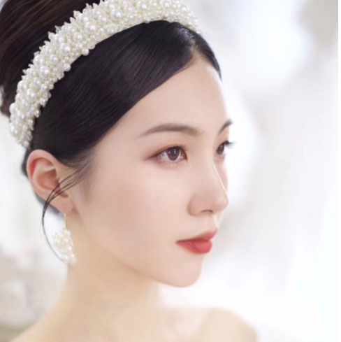 Crown bride pearl hair hoop crown Baroque hair ornaments Korean princess hair clip crystal headband women