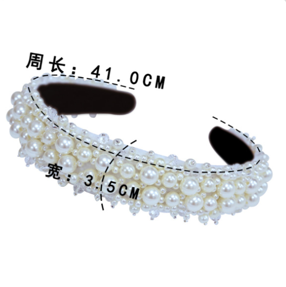 Crown bride pearl hair hoop crown Baroque hair ornaments Korean princess hair clip crystal headband women