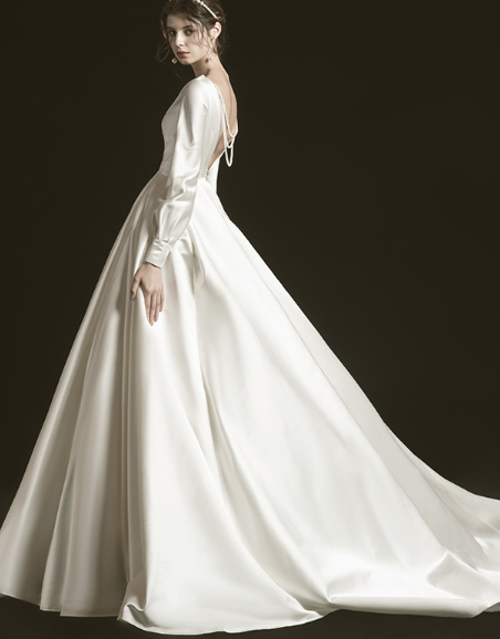 Wedding Dress evening dress  bridal temperament vintage trailing satin wedding dress