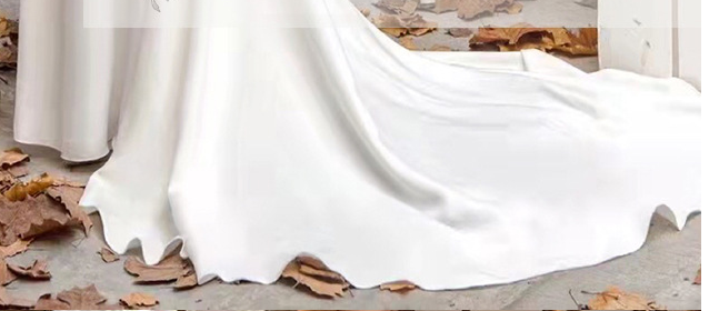 New summer satin satin lace long sleeve V-neck Fishtail Sen trade light wedding dress