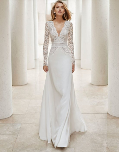 V neck Slim-fitting fishtail wedding dress Luxury lace large tail wedding dress high waist