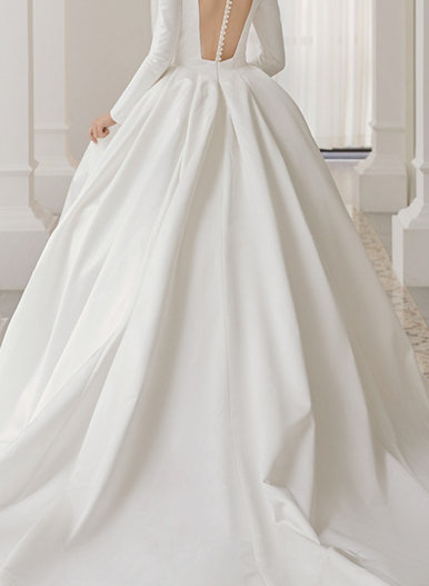 wedding dress evening dress for dinner French satin sexy back wedding dress 2022 new bride wedding long sleeve out gauze white dress spring drag