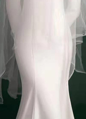 French light wedding dress 2021 new bride satin fish tail show thin temperament sen super fairy long sleeve yarn summer