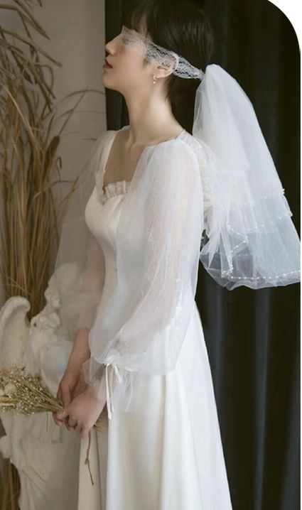 Light wedding dress 2022 Satin Simple sen super fairy travel shoot out yarn small woman registered daily dress