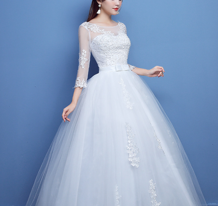 Main light wedding dress 2022 new bride one shoulder long sleeves neat simple large size out gauze shadow