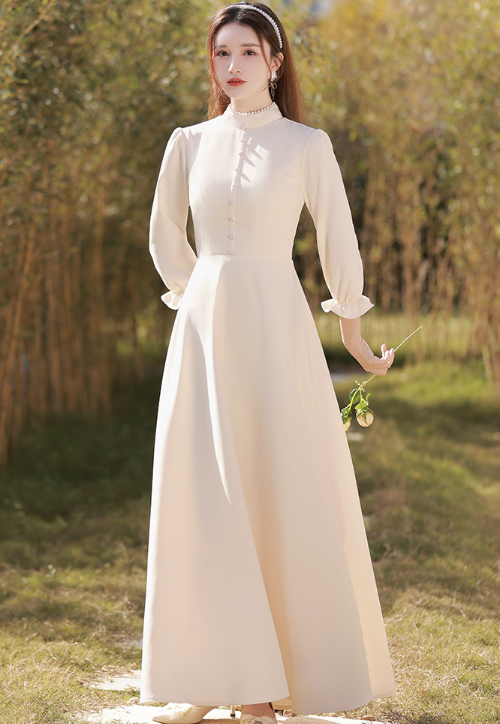 New spring long-sleeved Champagne wedding Sisterhood dress for 2022 Women can wear satin dresses