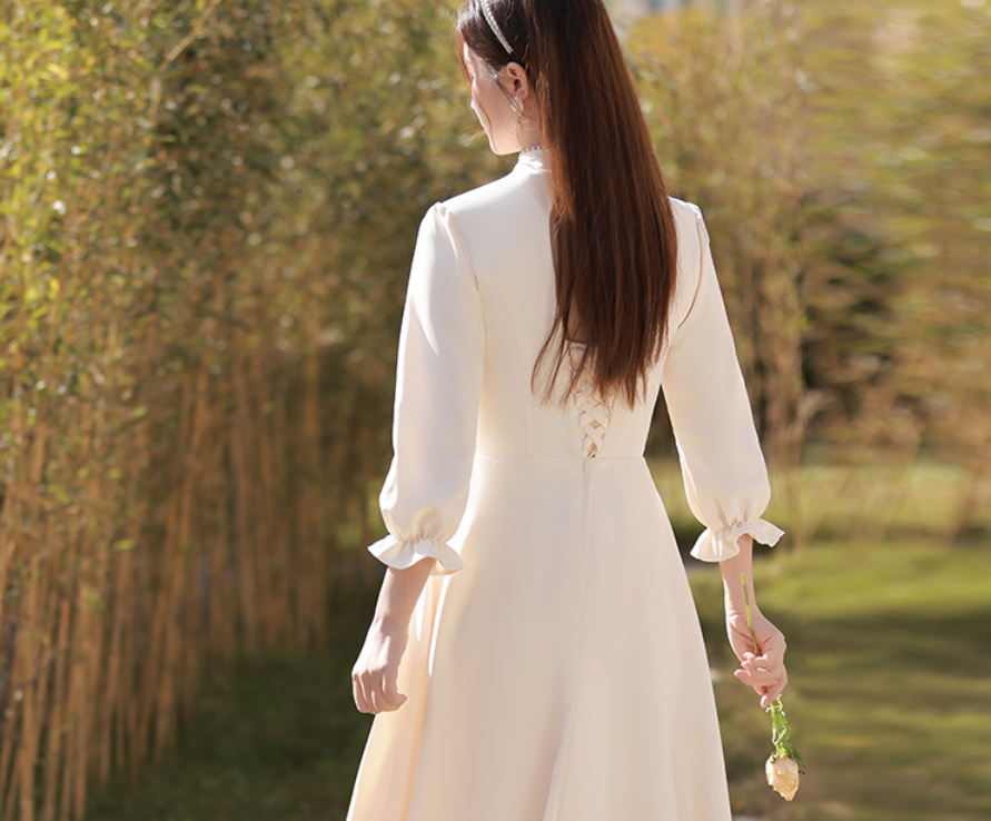 New spring long-sleeved Champagne wedding Sisterhood dress for 2022 Women can wear satin dresses