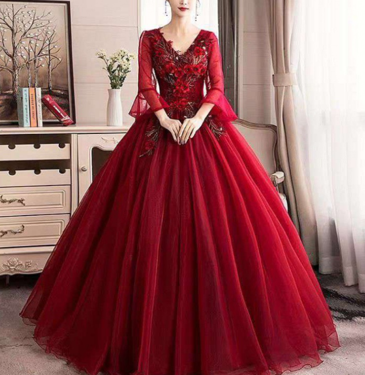 Evening dress Pompous skirt host long costume Vocal music art test students Bel Canto solo stage annual meeting dress female