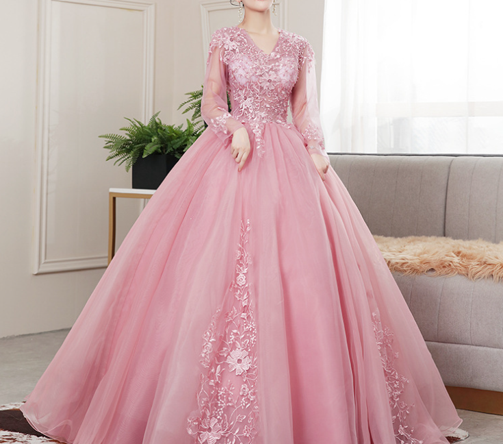 wedding dress pink dress dance evening dress long skirt for dinner