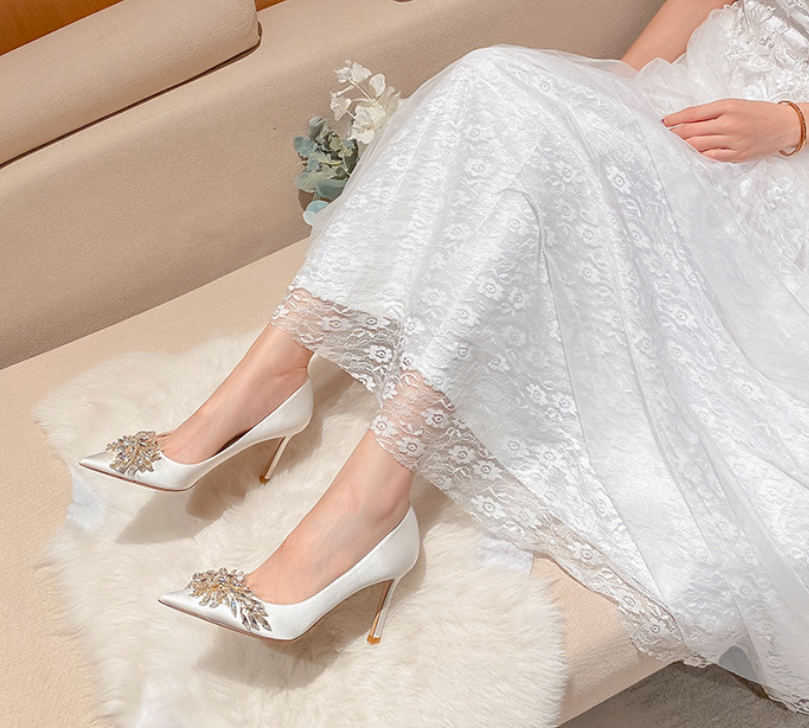 wedding shoes for dinner stiletto heels women's fashion bridesmaid shoes Wedding shoes slimming single shoes